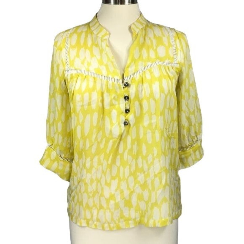 Dolan Xs Lemon Yellow Silk Blouse